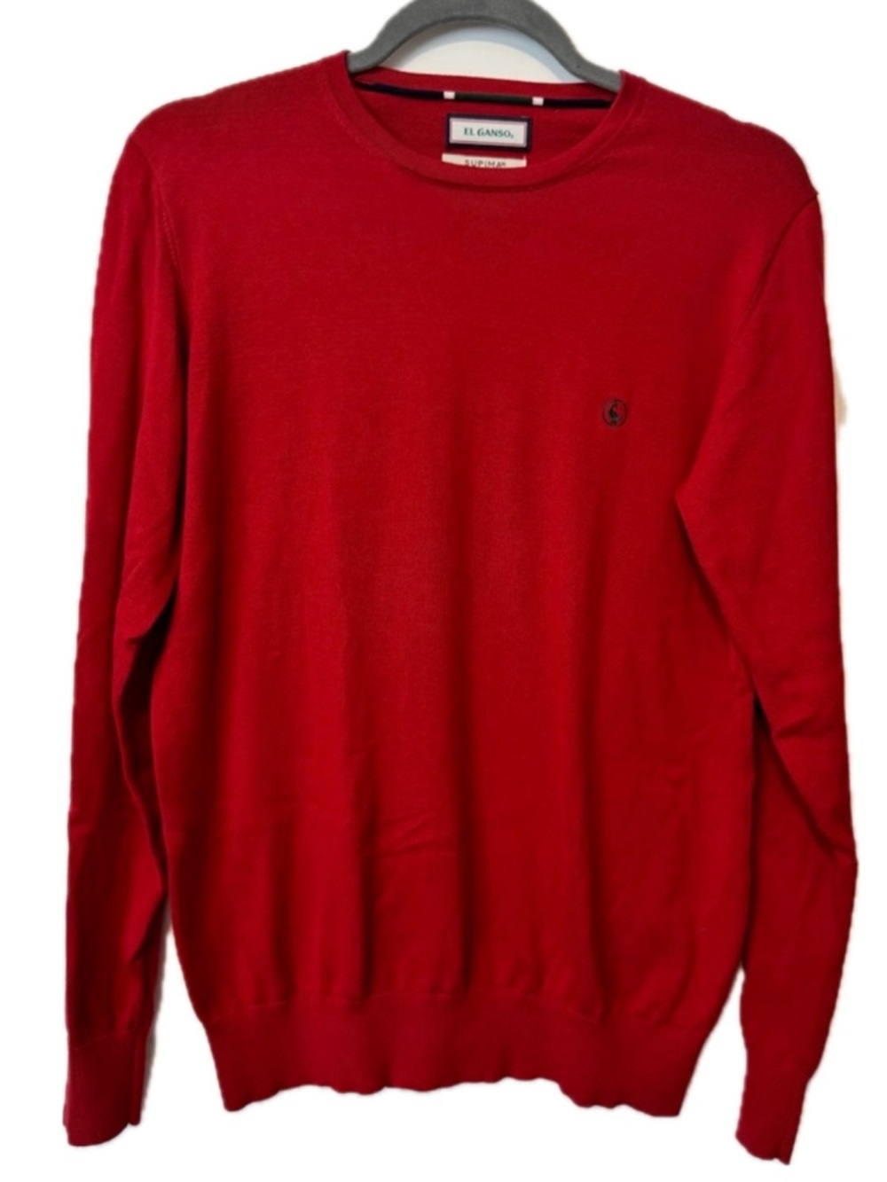 El Ganso Red Crewneck Sweater Small Cotton Knit Preppy Classic Minimalist